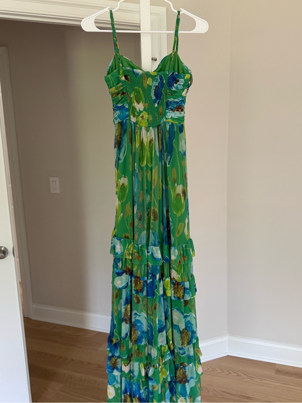 Aqua Floral Mesh Maxi Dress - size small from Bloomongdales - Picture 6 of 10